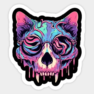 Cat skull goth pastel Sticker